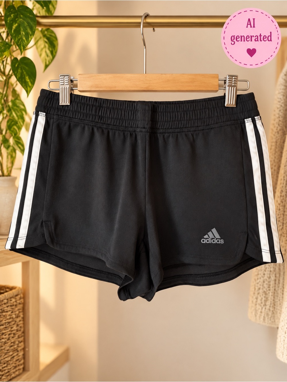 adidas Women's Black Athletic Shorts with White Side Stripes